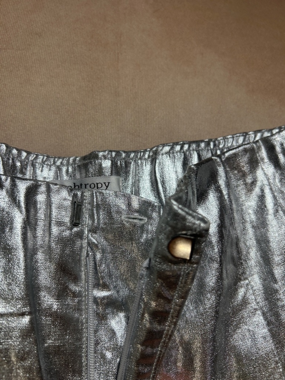 LANHTROPY CULOTTE METALLIC LINEN PANTS SILVER - Picture 7 of 11